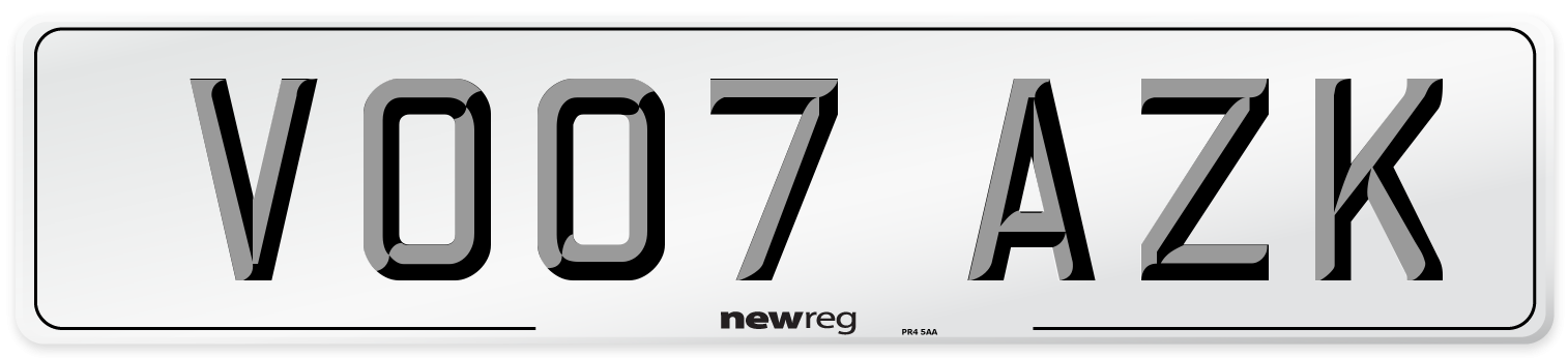 VO07 AZK Number Plate from New Reg